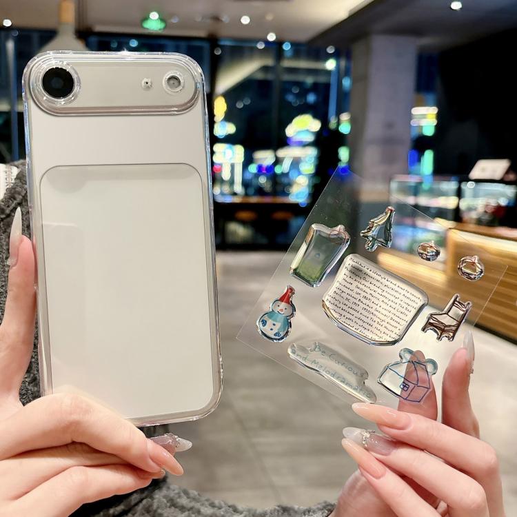 For iPhone Air Precise Hole Shockproof Clear PC Phone Case with Resin Sticker