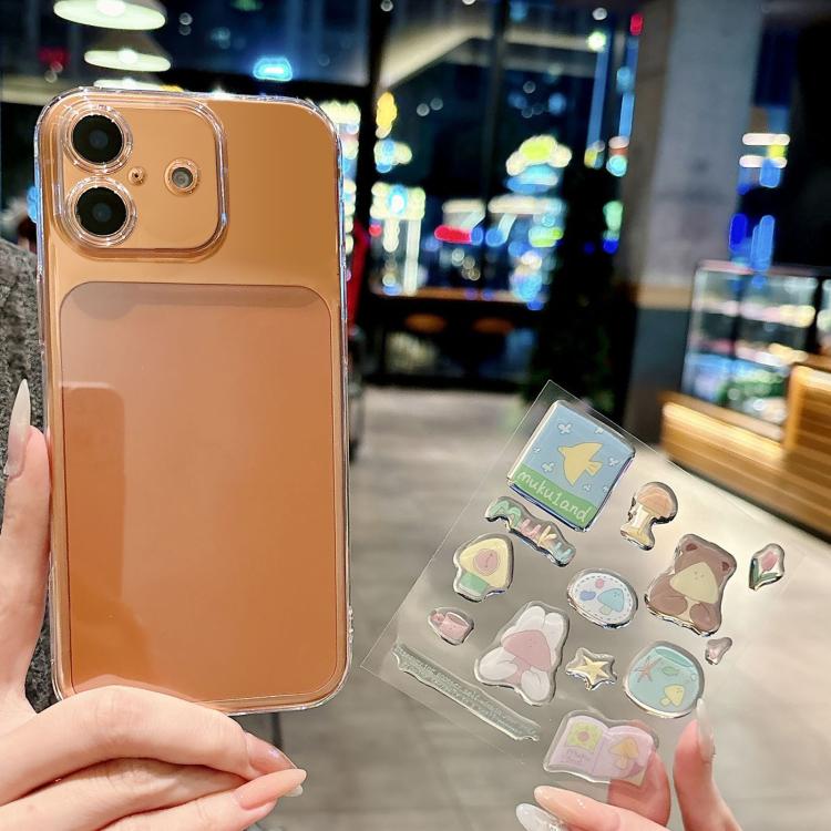 For iPhone 16 Plus Precise Hole Shockproof Clear PC Phone Case with Resin Sticker