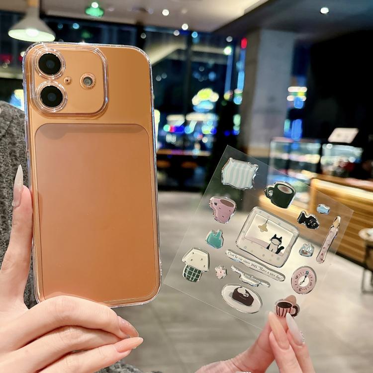 For iPhone 16 Precise Hole Shockproof Clear PC Phone Case with Resin Sticker