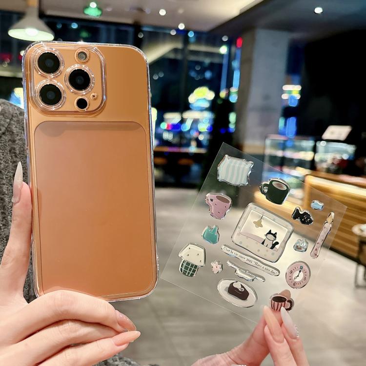 For iPhone 15 Pro Max Precise Hole Shockproof Clear PC Phone Case with Resin Sticker