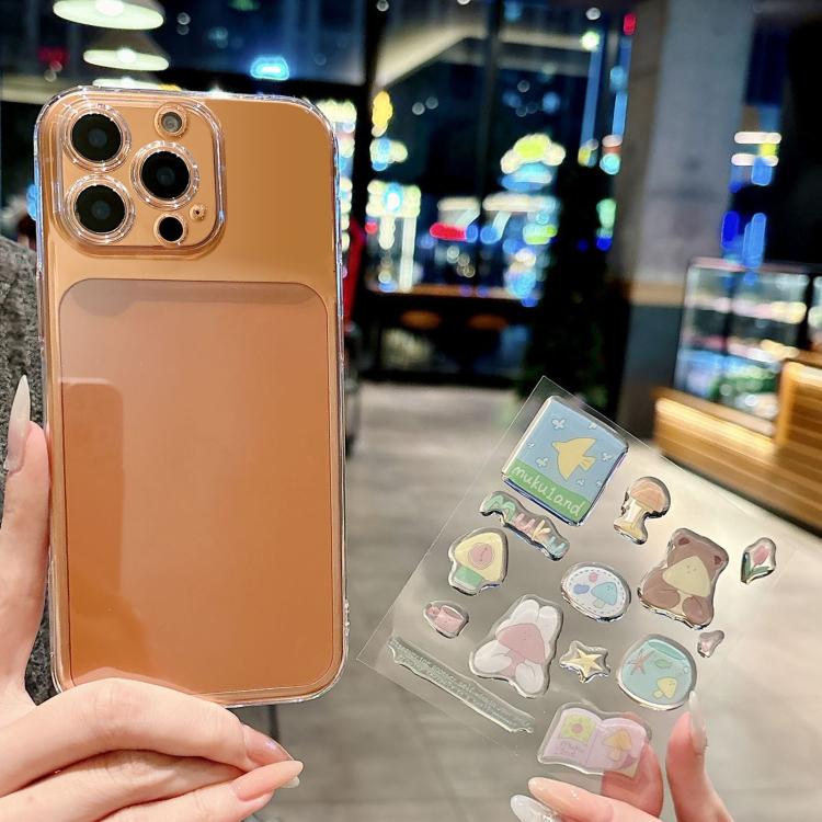 For iPhone 15 Pro Precise Hole Shockproof Clear PC Phone Case with Resin Sticker