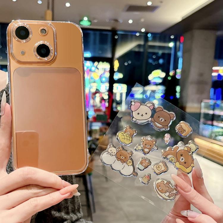 For iPhone 14 Plus Precise Hole Shockproof Clear PC Phone Case with Resin Sticker