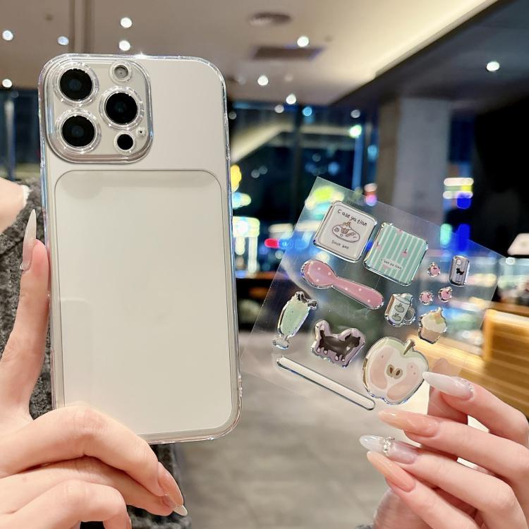 For iPhone 14 Pro Precise Hole Shockproof Clear PC Phone Case with Resin Sticker