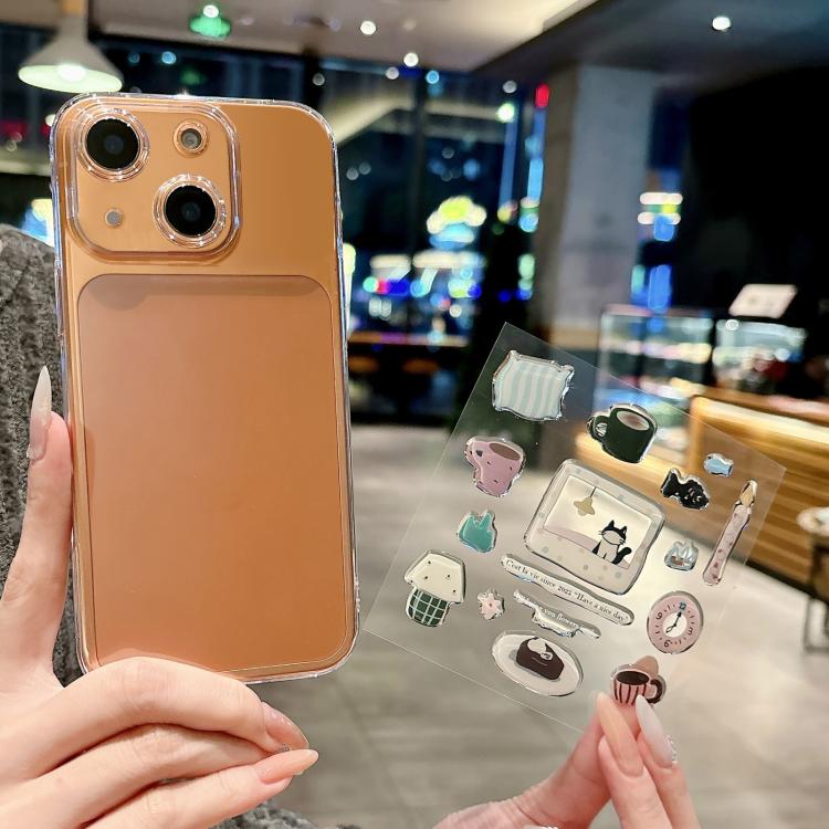 For iPhone 13 Precise Hole Shockproof Clear PC Phone Case with Resin Sticker