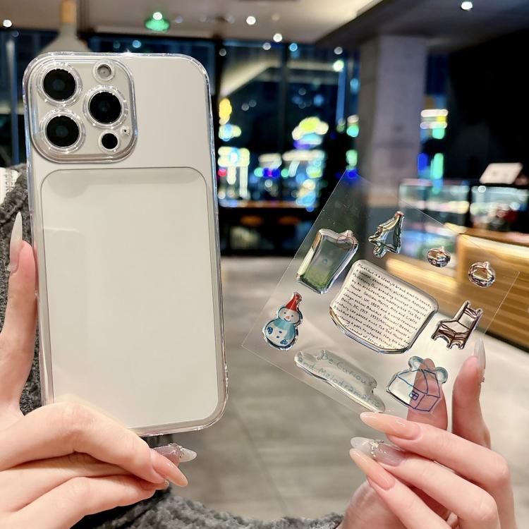 For iPhone 13 Pro Max Precise Hole Shockproof Clear PC Phone Case with Resin Sticker