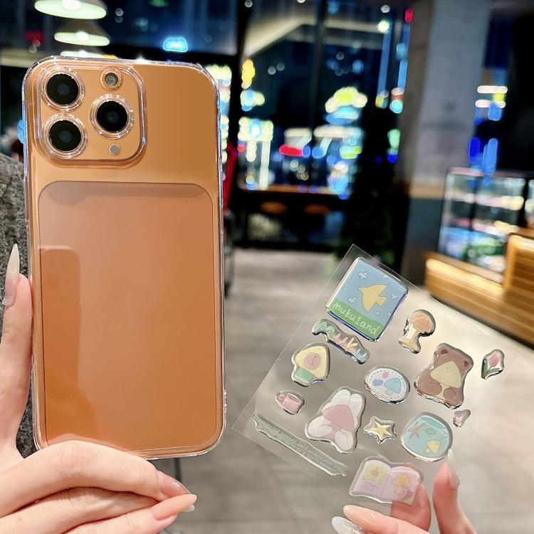 For iPhone 11 Pro Max Precise Hole Shockproof Clear PC Phone Case with Resin Sticker