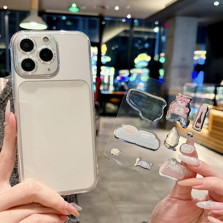 For iPhone 11 Pro Max Precise Hole Shockproof Clear PC Phone Case with Resin Sticker