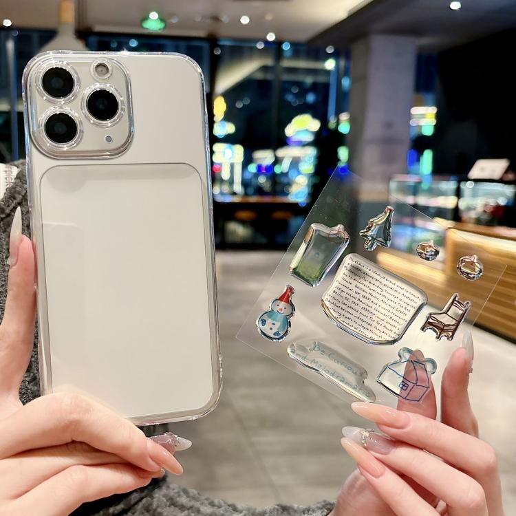 For iPhone 11 Pro Max Precise Hole Shockproof Clear PC Phone Case with Resin Sticker