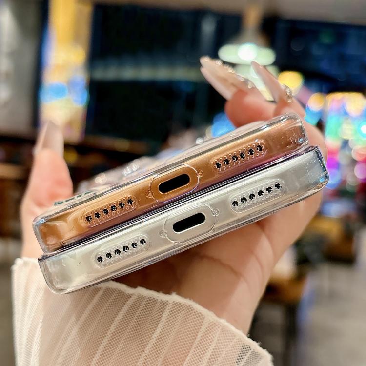 For iPhone 11 Pro Max Precise Hole Shockproof Clear PC Phone Case with Resin Sticker