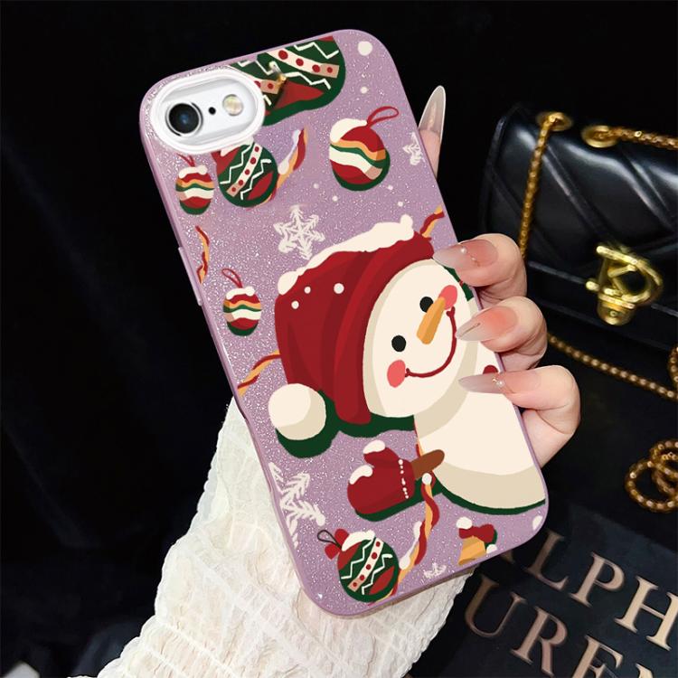 For iPhone 6 Plus / 6s Plus Christmas Pattern IMD Glitter PC Hybrid TPU Phone Case
