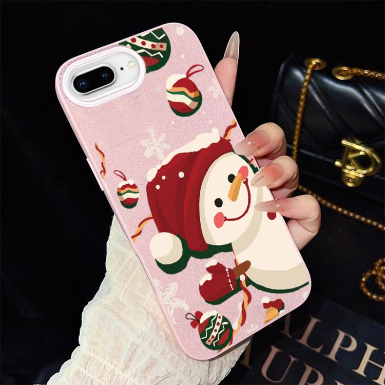 For iPhone 8 Plus / 7 Plus Christmas Pattern IMD Glitter PC Hybrid TPU Phone Case