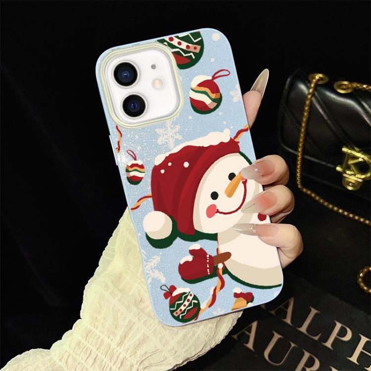 For iPhone 11 Christmas Pattern IMD Glitter PC Hybrid TPU Phone Case