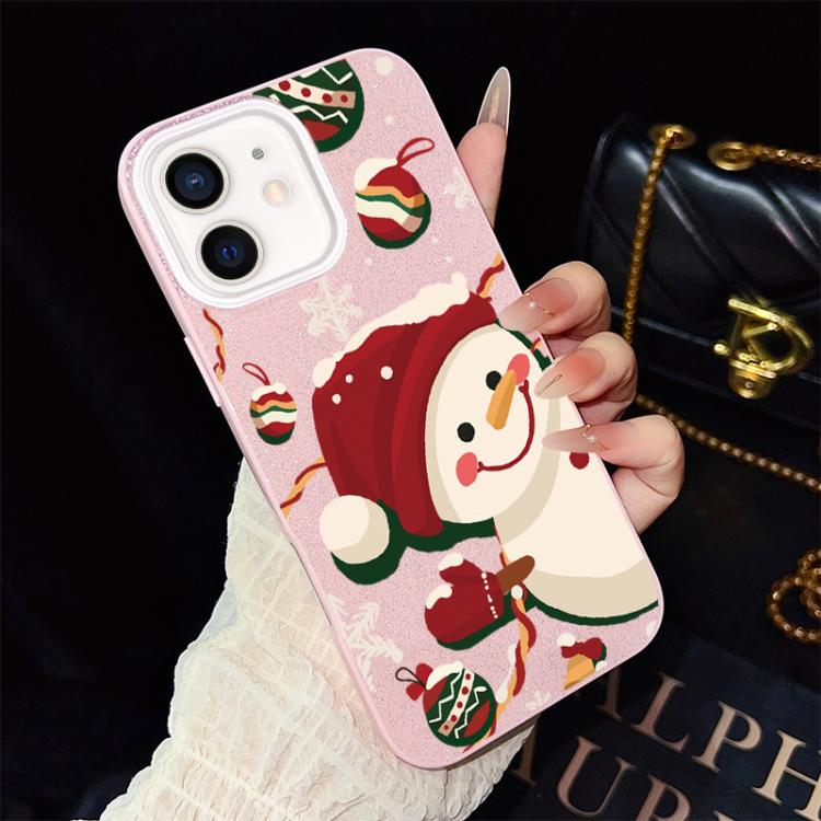 For iPhone 11 Christmas Pattern IMD Glitter PC Hybrid TPU Phone Case