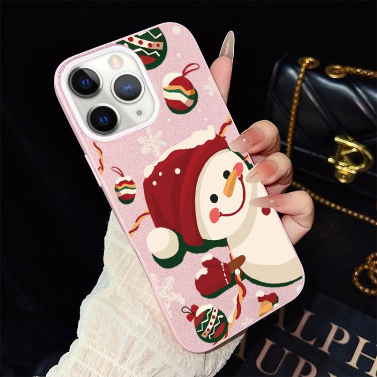 For iPhone 11 Pro Christmas Pattern IMD Glitter PC Hybrid TPU Phone Case