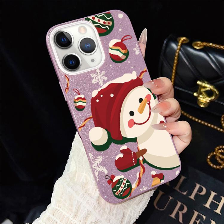 For iPhone 11 Pro Christmas Pattern IMD Glitter PC Hybrid TPU Phone Case