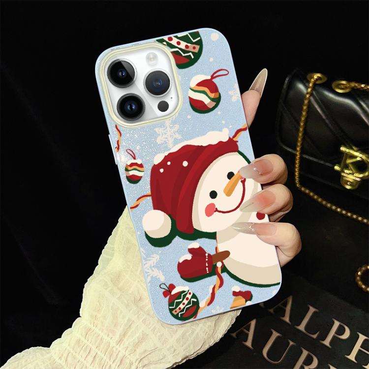 For iPhone 14 Pro Christmas Pattern IMD Glitter PC Hybrid TPU Phone Case