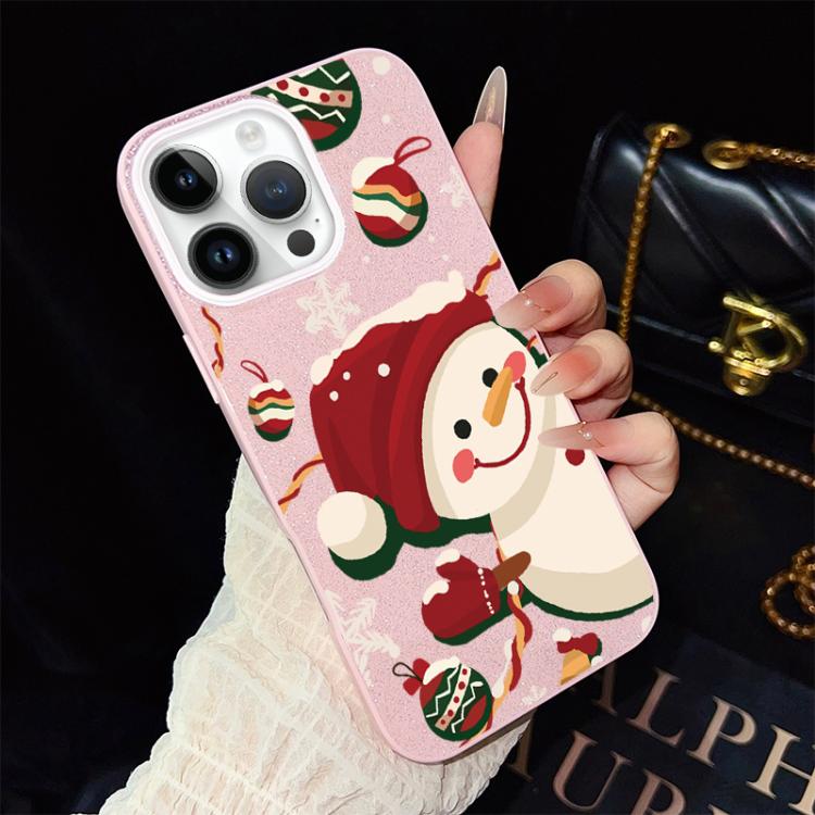 For iPhone 14 Pro Christmas Pattern IMD Glitter PC Hybrid TPU Phone Case
