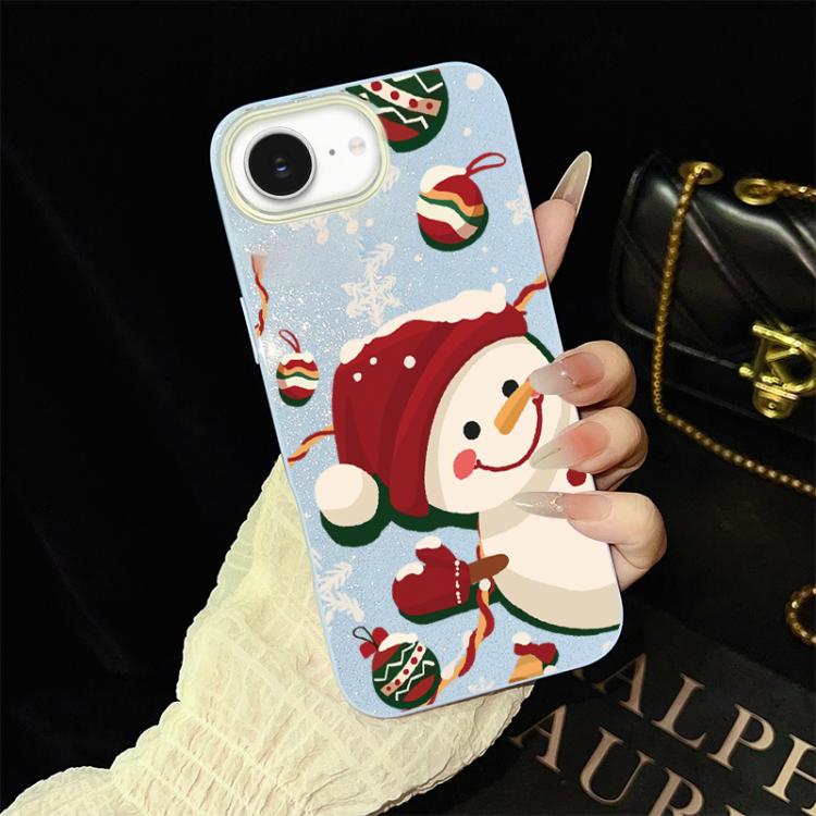 For iPhone 17e / 16e Christmas Pattern IMD Glitter PC Hybrid TPU Phone Case