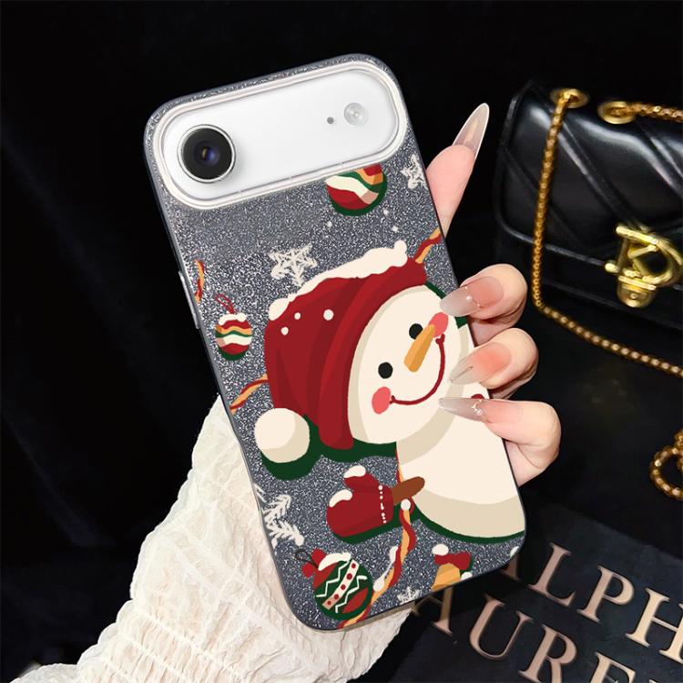 For iPhone Air Christmas Pattern IMD Glitter PC Hybrid TPU Phone Case