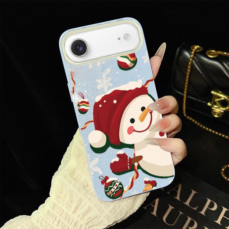 For iPhone Air Christmas Pattern IMD Glitter PC Hybrid TPU Phone Case