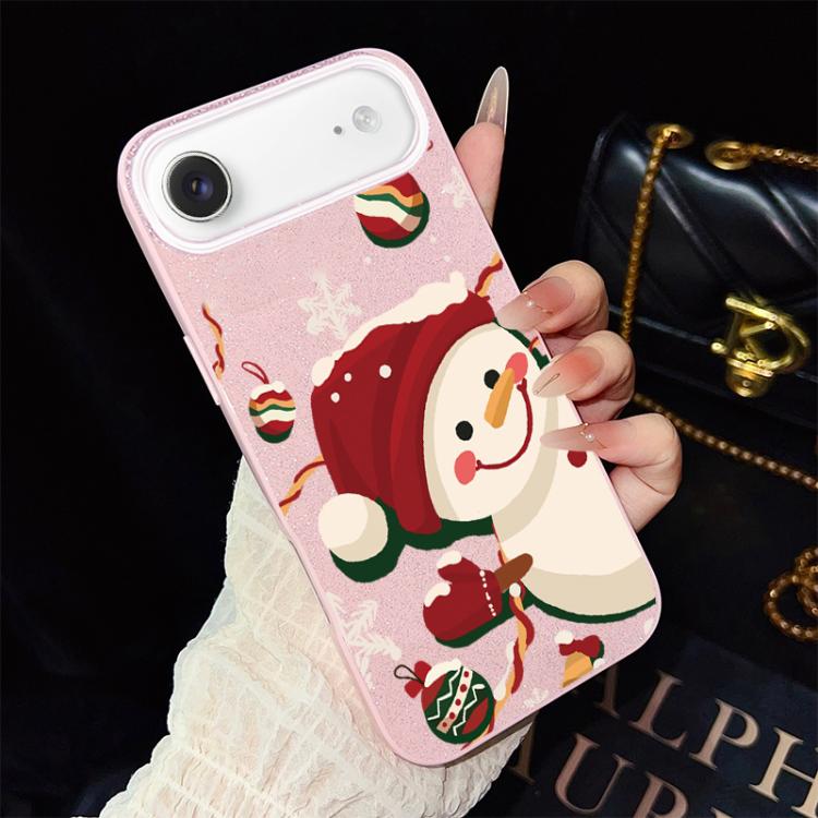 For iPhone Air Christmas Pattern IMD Glitter PC Hybrid TPU Phone Case