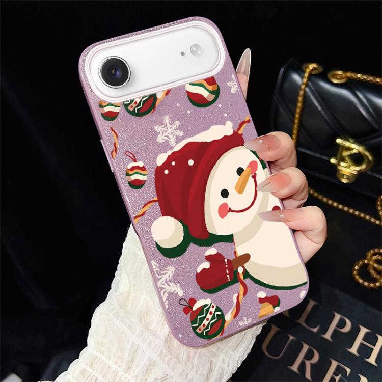 For iPhone Air Christmas Pattern IMD Glitter PC Hybrid TPU Phone Case