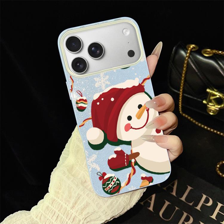 For iPhone 17 Pro Christmas Pattern IMD Glitter PC Hybrid TPU Phone Case