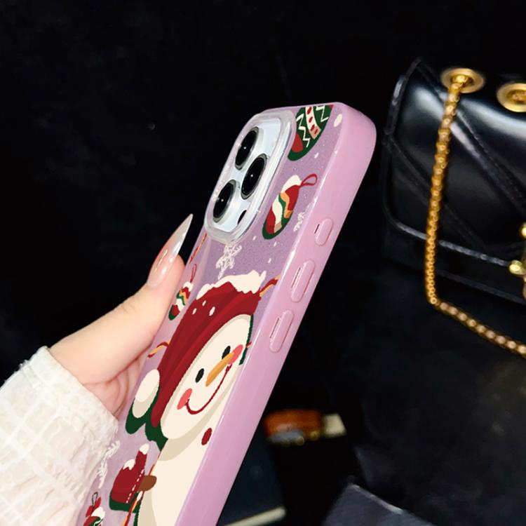 For iPhone 15 Pro Christmas Pattern IMD Glitter PC Hybrid TPU Phone Case