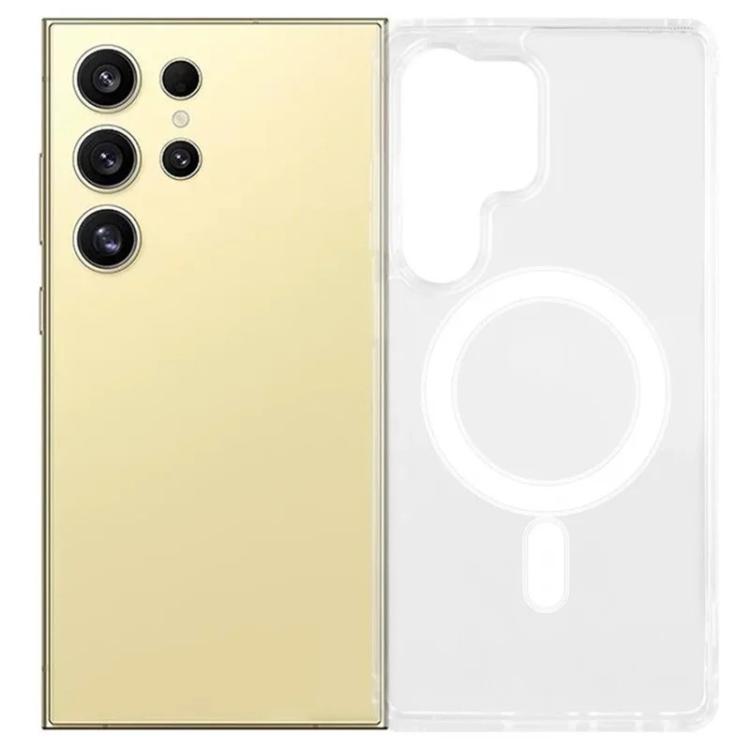 For Galaxy S24 Ultra 5G WANLONFENG High-Transparency Magnetic Acrylic Phone Case with Screen Protector - Transparent