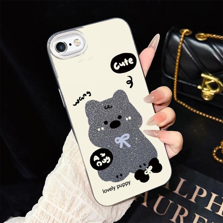 For iPhone 6 Plus / 6s Plus Lovely Puppy Pattern IMD Glitter PC Hybrid TPU Phone Case