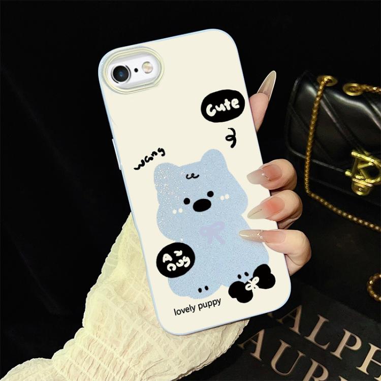 For iPhone 6 Plus / 6s Plus Lovely Puppy Pattern IMD Glitter PC Hybrid TPU Phone Case