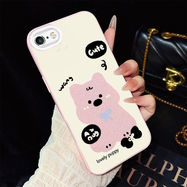 For iPhone 6 Plus / 6s Plus Lovely Puppy Pattern IMD Glitter PC Hybrid TPU Phone Case