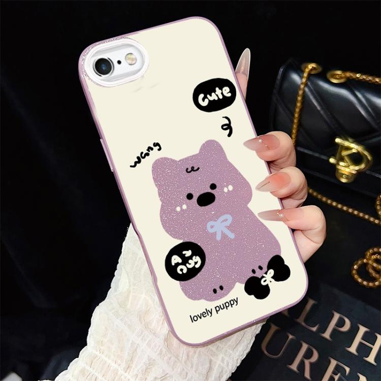For iPhone 6 Plus / 6s Plus Lovely Puppy Pattern IMD Glitter PC Hybrid TPU Phone Case