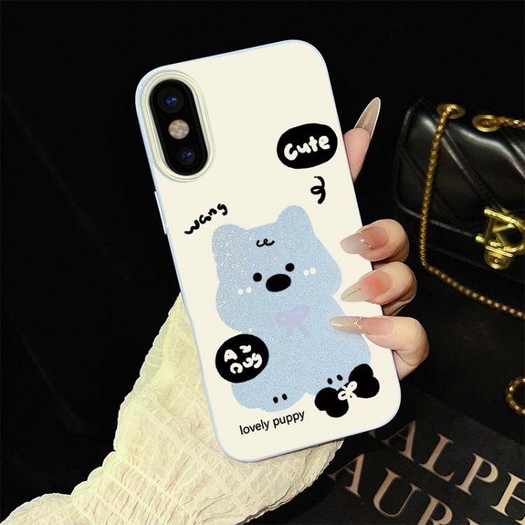 For iPhone XS / X Lovely Puppy Pattern IMD Glitter PC Hybrid TPU Phone Case