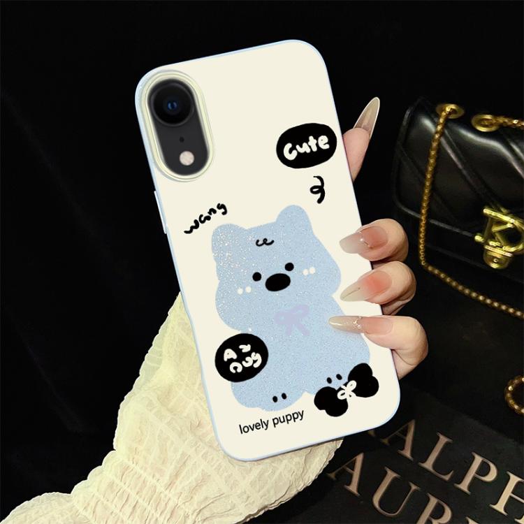 For iPhone XR Lovely Puppy Pattern IMD Glitter PC Hybrid TPU Phone Case