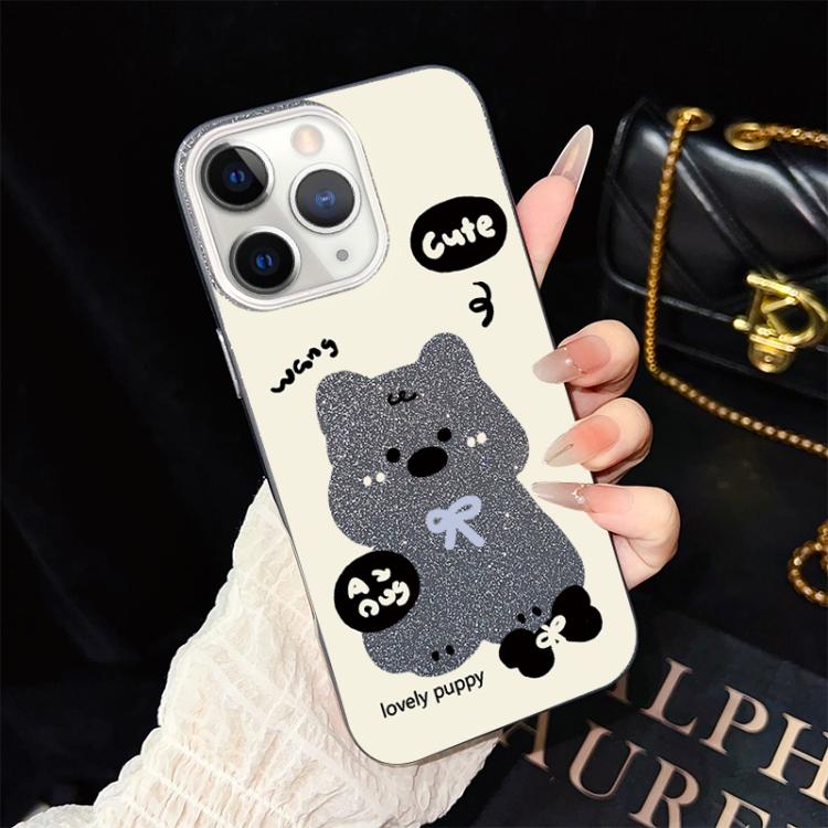 For iPhone 11 Pro Lovely Puppy Pattern IMD Glitter PC Hybrid TPU Phone Case