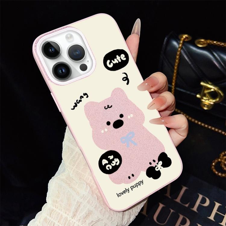 For iPhone 12 Pro Lovely Puppy Pattern IMD Glitter PC Hybrid TPU Phone Case