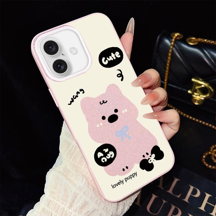 For iPhone 17 Lovely Puppy Pattern IMD Glitter PC Hybrid TPU Phone Case