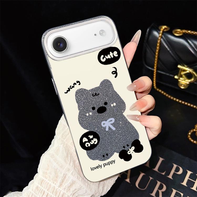 For iPhone Air Lovely Puppy Pattern IMD Glitter PC Hybrid TPU Phone Case