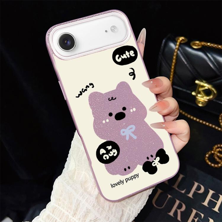 For iPhone Air Lovely Puppy Pattern IMD Glitter PC Hybrid TPU Phone Case