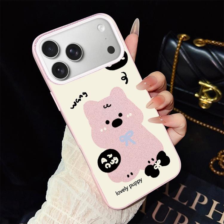 For iPhone 17 Pro Lovely Puppy Pattern IMD Glitter PC Hybrid TPU Phone Case