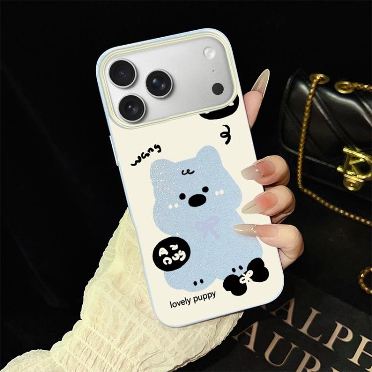 For iPhone 17 Pro Max Lovely Puppy Pattern IMD Glitter PC Hybrid TPU Phone Case