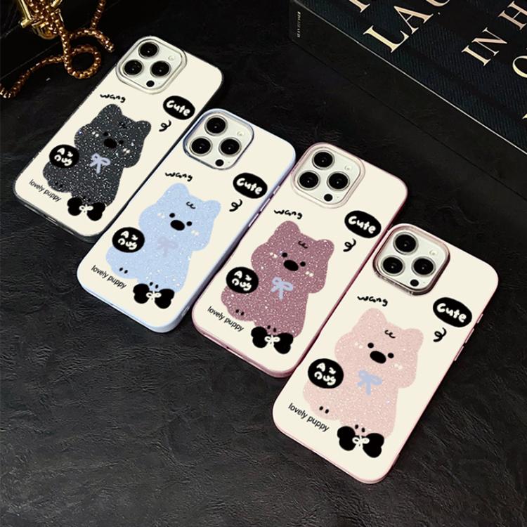 For iPhone 8 Plus / 7 Plus Lovely Puppy Pattern IMD Glitter PC Hybrid TPU Phone Case