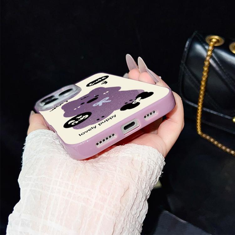 For iPhone 12 Pro Max Lovely Puppy Pattern IMD Glitter PC Hybrid TPU Phone Case