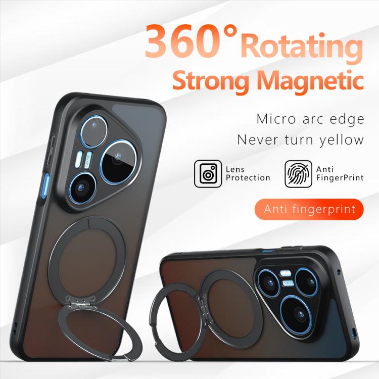 For Huawei Pura 90 Pro Armor Magnetic Holder PC Hybrid TPU Phone Case - Frosted Black