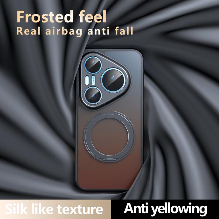 For Huawei Pura 90 Pro Armor Magnetic Holder PC Hybrid TPU Phone Case - Frosted Black