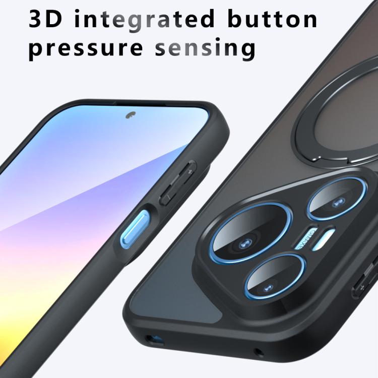 For Huawei Pura 90 Pro Armor Magnetic Holder PC Hybrid TPU Phone Case - Frosted Black