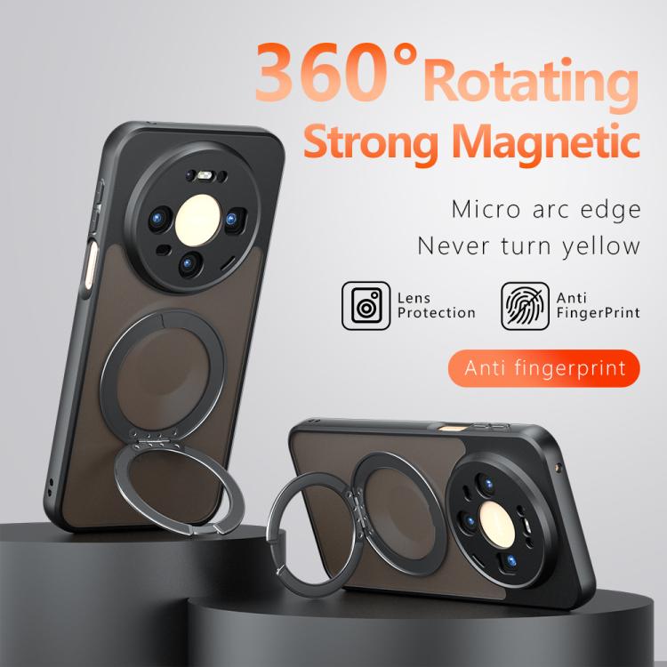 For Huawei Mate 80 / Mate 80 Pro Armor Magnetic Holder PC Hybrid TPU Phone Case - Frosted Black
