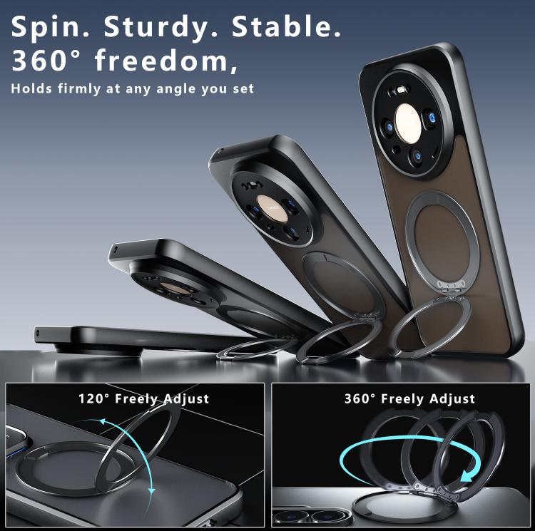 For Huawei Mate 80 / Mate 80 Pro Armor Magnetic Holder PC Hybrid TPU Phone Case - Frosted Black