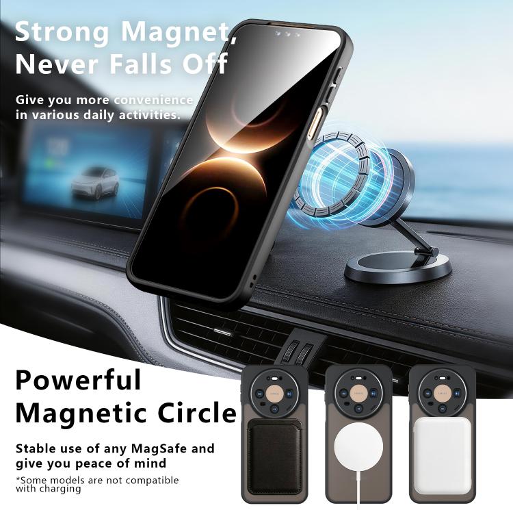 For Huawei Mate 80 / Mate 80 Pro Armor Magnetic Holder PC Hybrid TPU Phone Case - Frosted Black